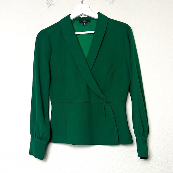 JCrew 365 Crepe Wrap Long Sleeve Blouse - Picture 3 of 9